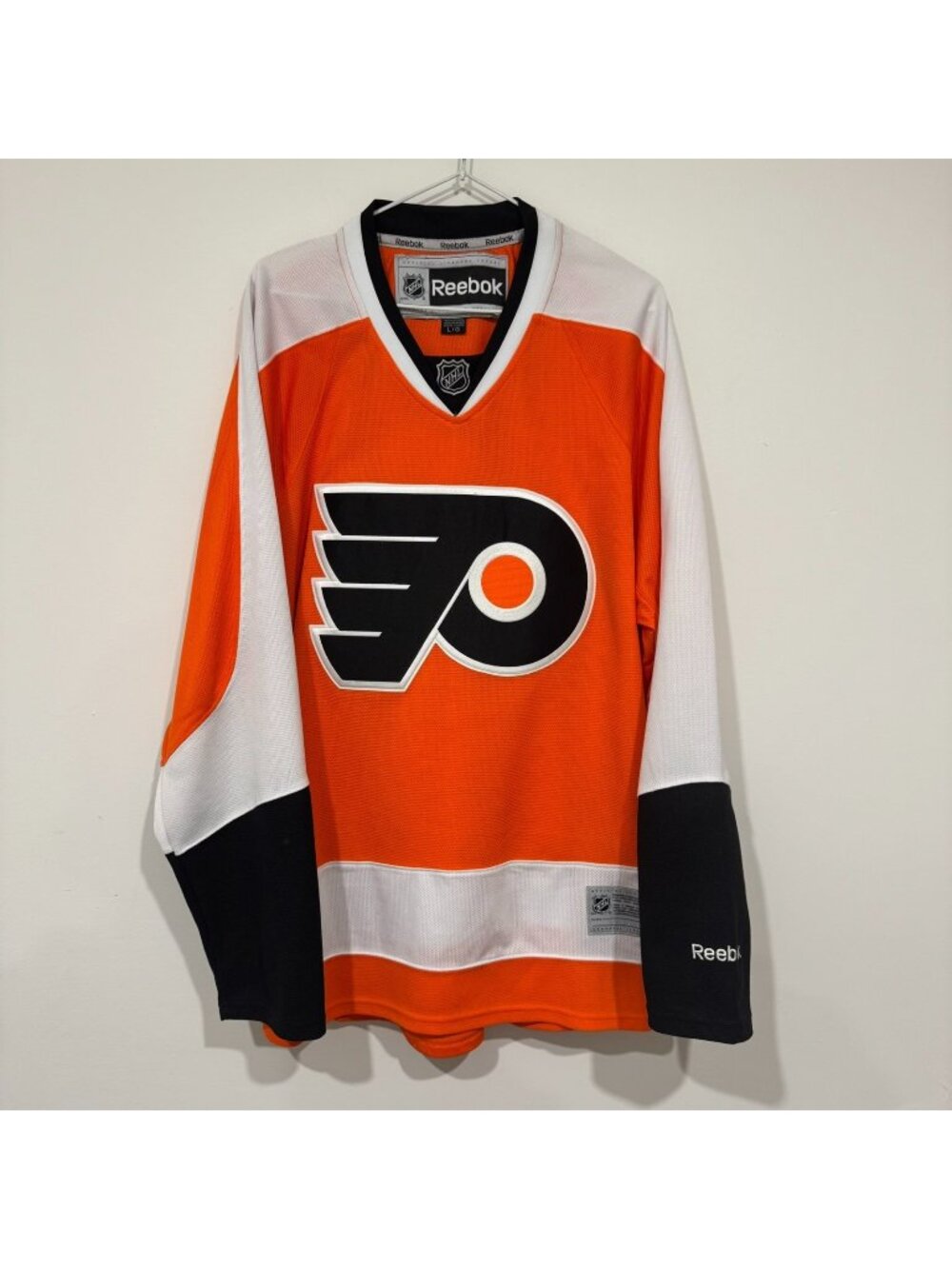 Reebok Philadelphia Flyers Home NHL Hockey Jersey Winged P Orange Size L